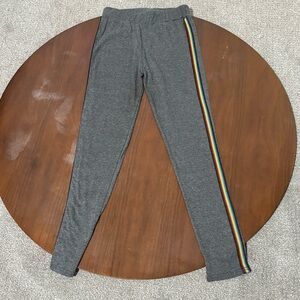 Retro Style Leggings Grey Rainbow Stripe Fitted Women's Size Large
